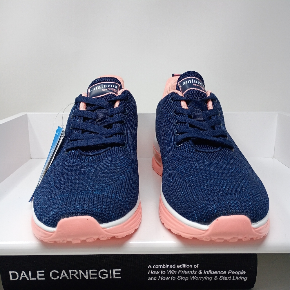 Women's Navy and Pink Sneakers - Picture 10 of 12